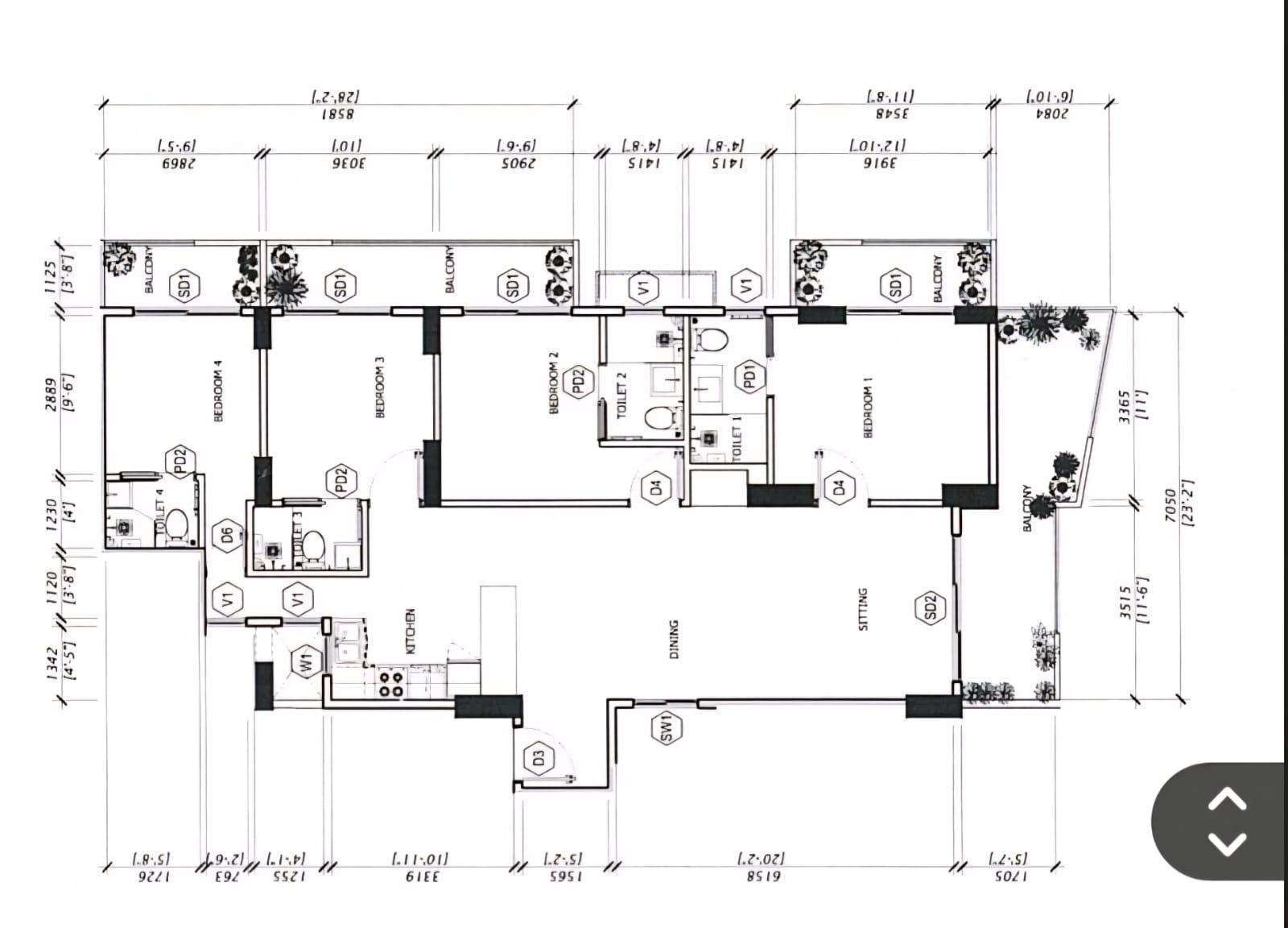 4BR Gardens Apartment for Sale floor plan — 4 Bedroom Gardens Apartment for Sale