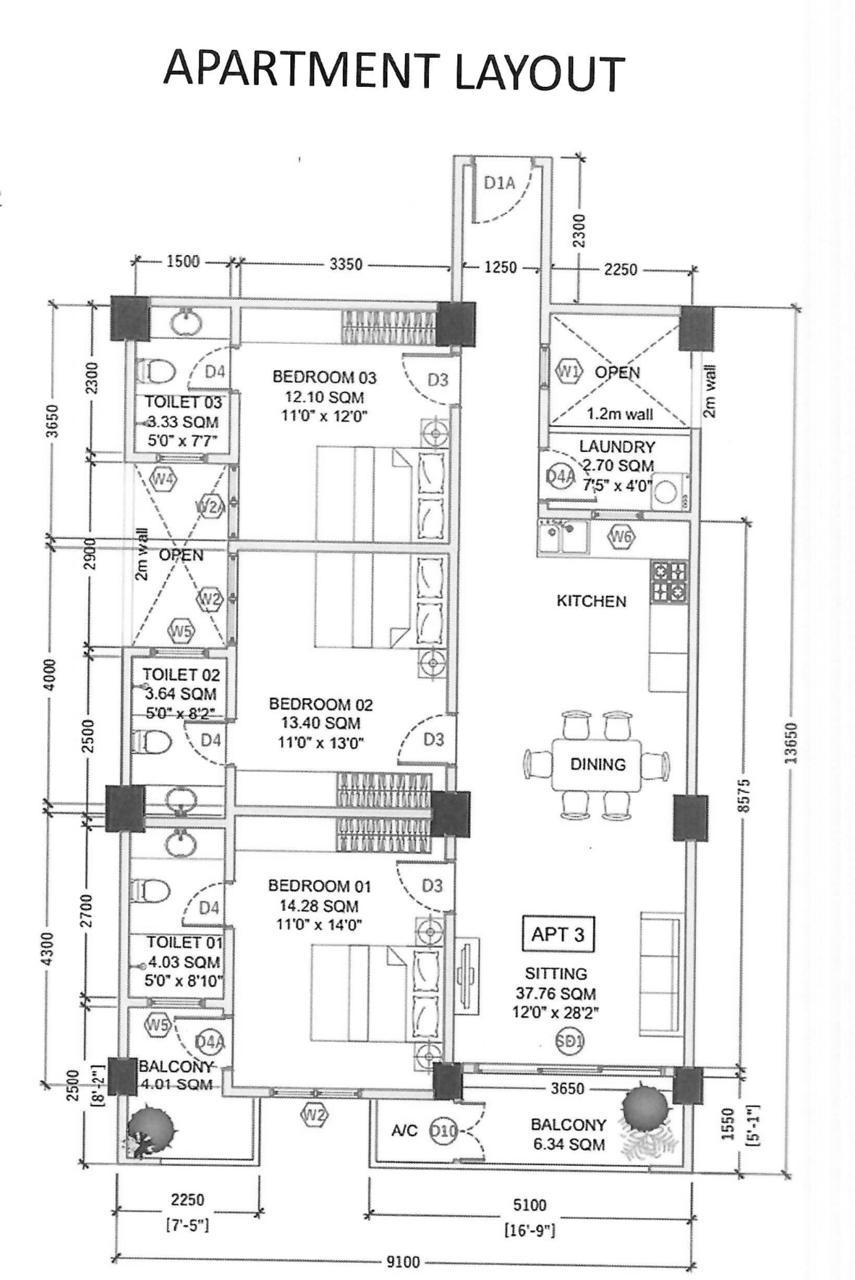 Floor Plan floor plan — Stunning Brand New 3-Bedroom Apartment – Fully Furnished Crystal Residences